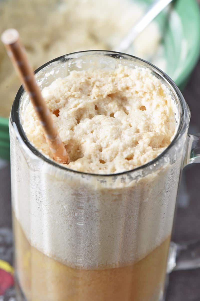 close up of Harry Potter butterbeer recipe in large glass mug