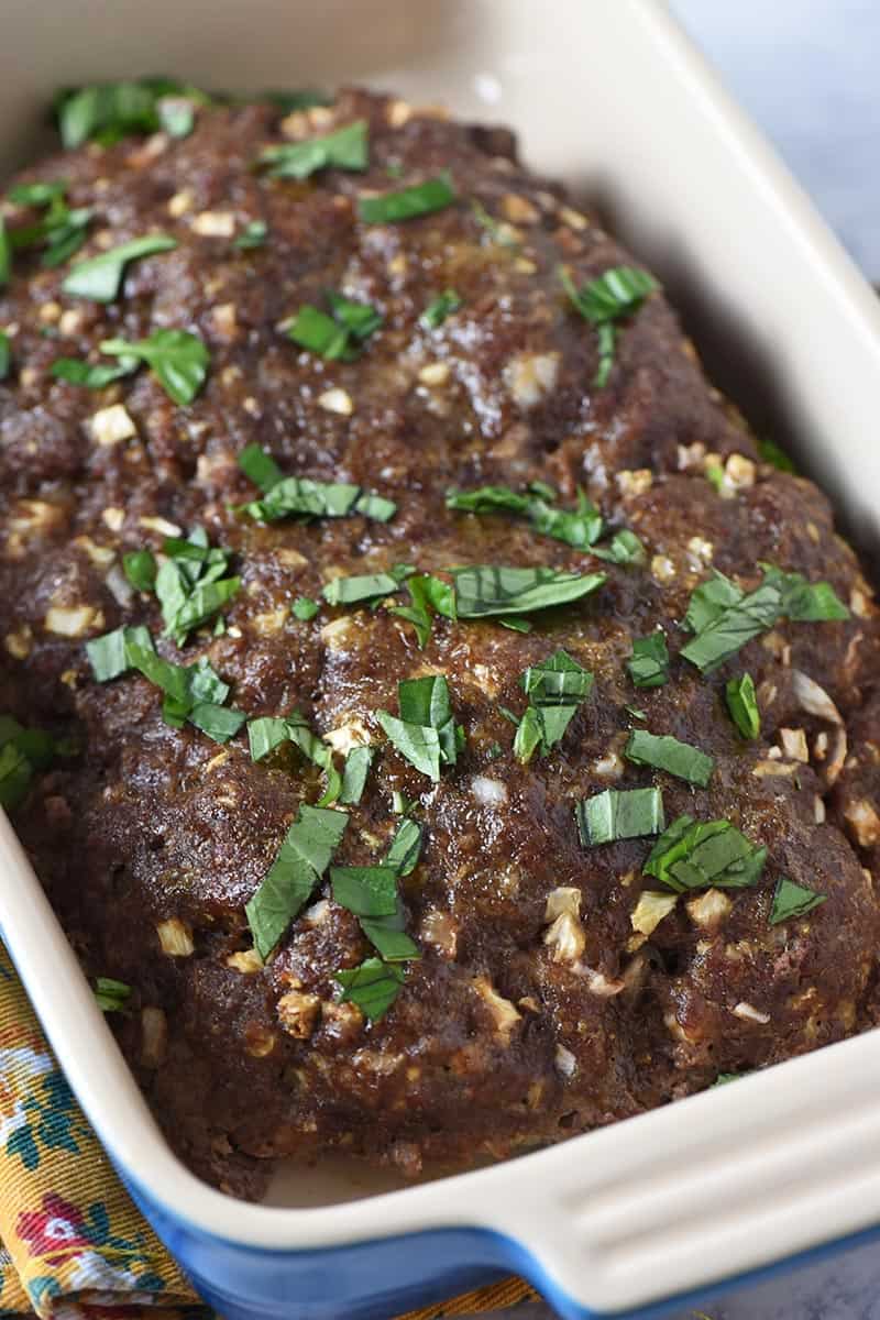 baked low carb meatloaf in baking dish