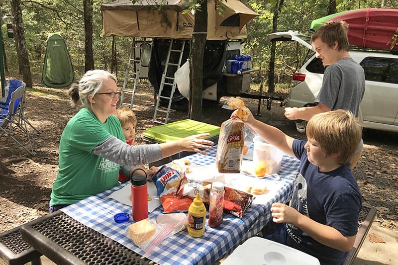 picnic in Petit Jean State Park campsite