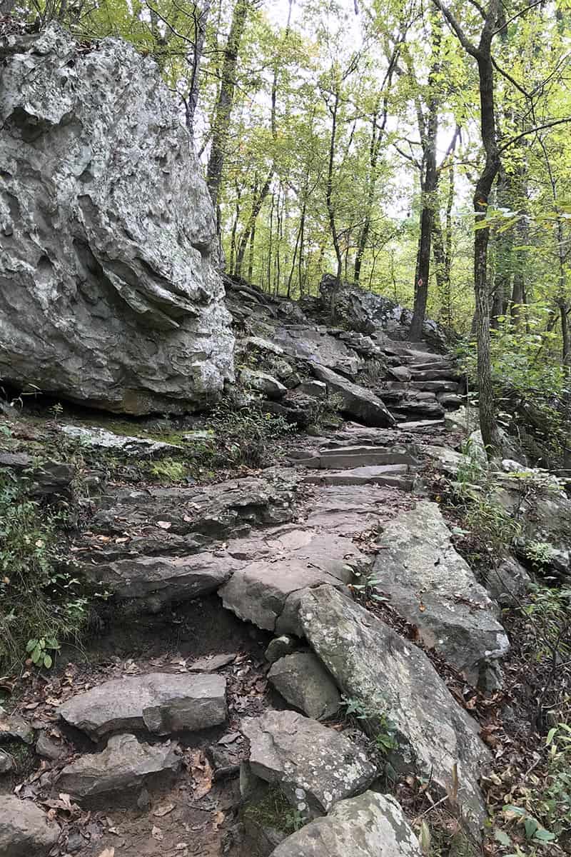 rocky hill on Cedar Falls Trail in Petit Jean State Park