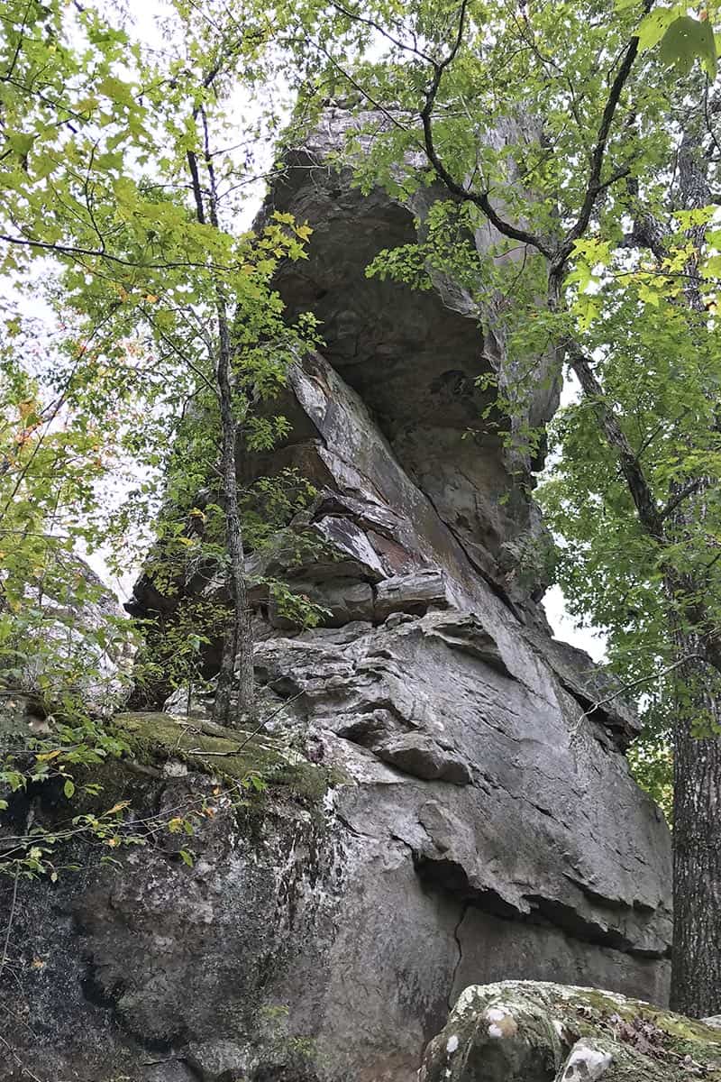 side of the Natural Bridge on Seven Hollows Trail in Petit Jean State Park