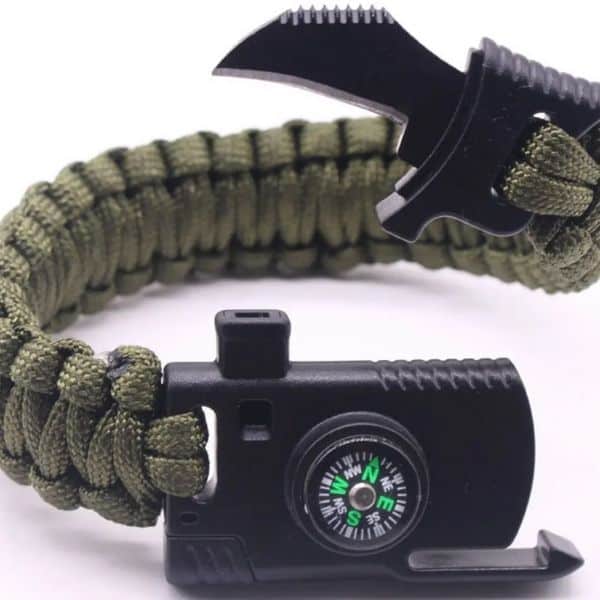 dark green paracord survival bracelet with compass