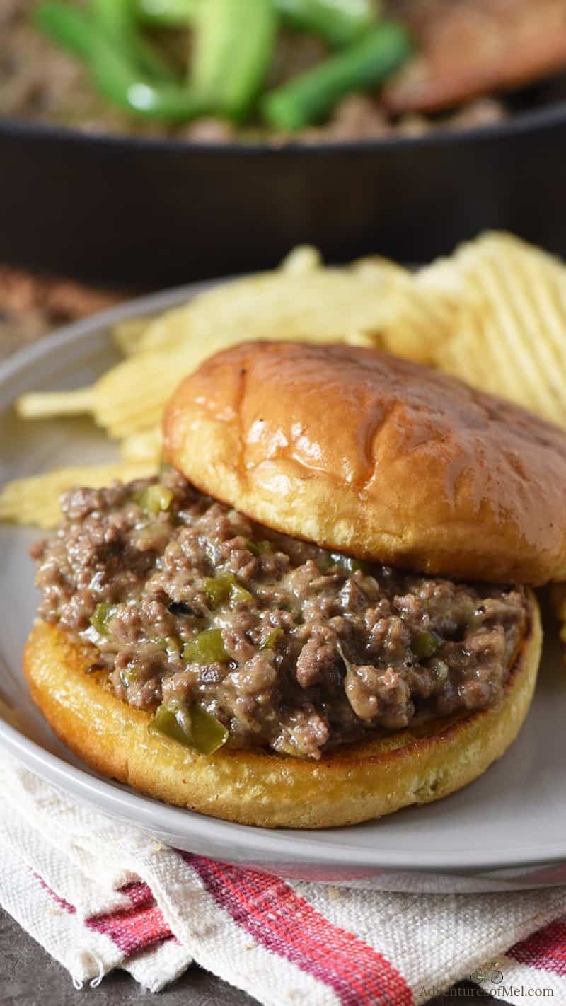 homemade Philly cheesesteak sloppy joes recipe