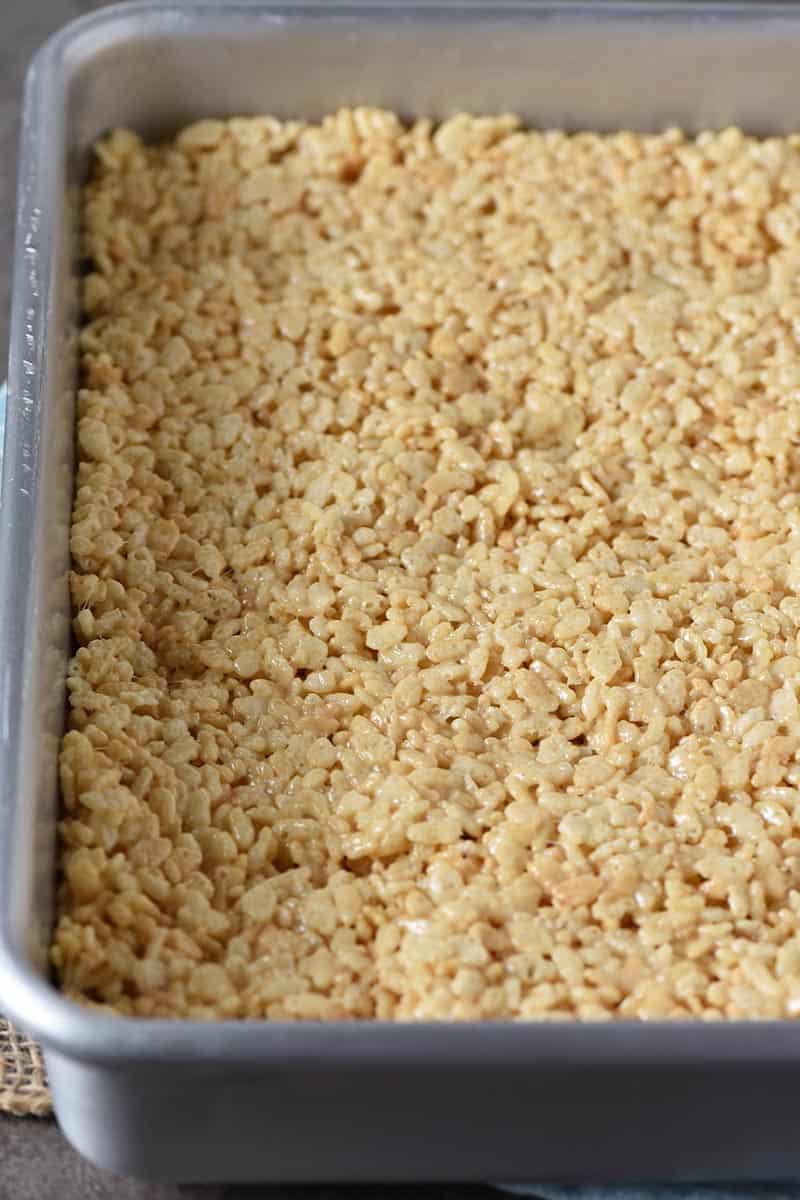 pan of Rice Krispie treats