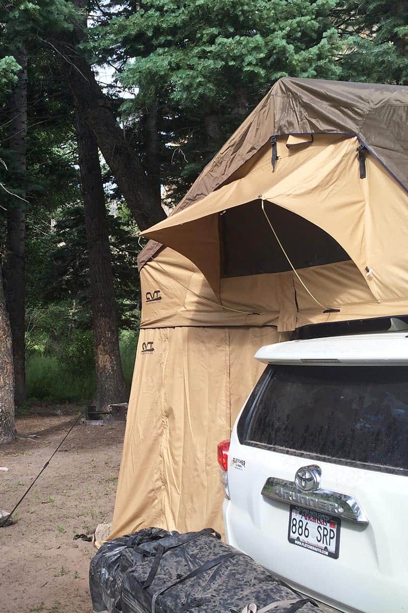 roof top tent with annex on Toyota 4Runner in Great Sand Dunes National Park primitive camping site