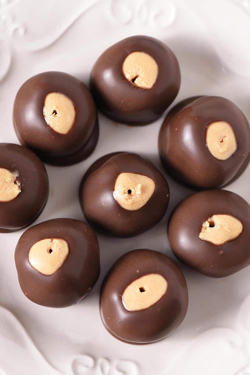 buckeye balls on a white plate