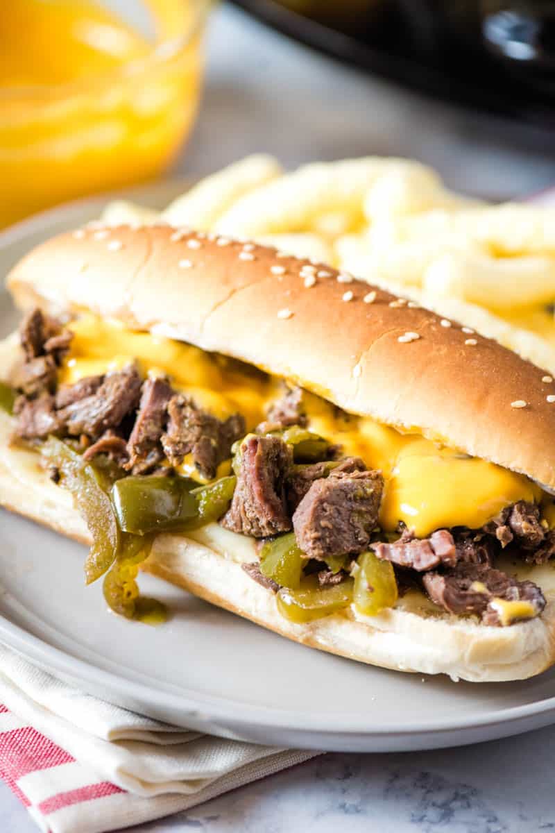 Crock Pot Philly Cheesesteak Sandwich