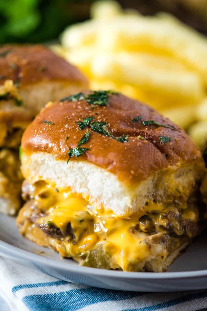 Easy Philly Cheesesteak Sliders on Hawaiian Rolls