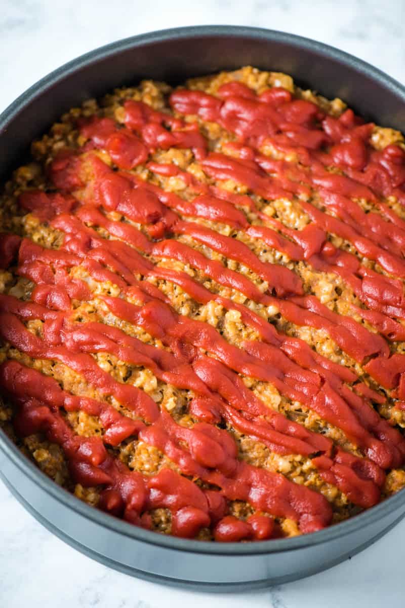 cooked pressure cooker meatloaf in springform pan