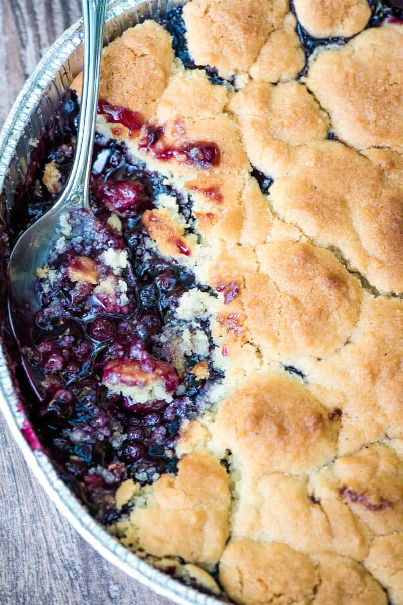 Dutch Oven Blueberry Cobbler with Just 2 Ingredients