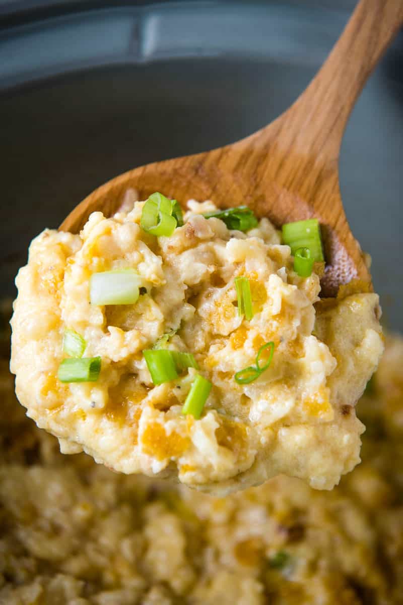 Cheesy CrockPot Funeral Potatoes Casserole Recipe