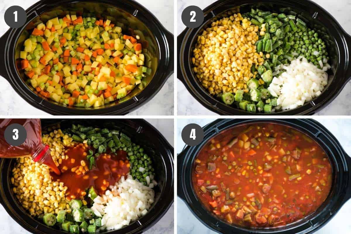 steps for how to make CrockPot vegetable soup with V8 juice