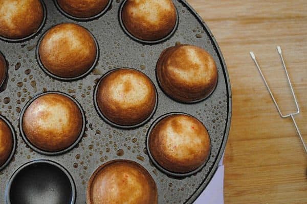 baked cherry chip cake balls in Babycakes cake pop maker